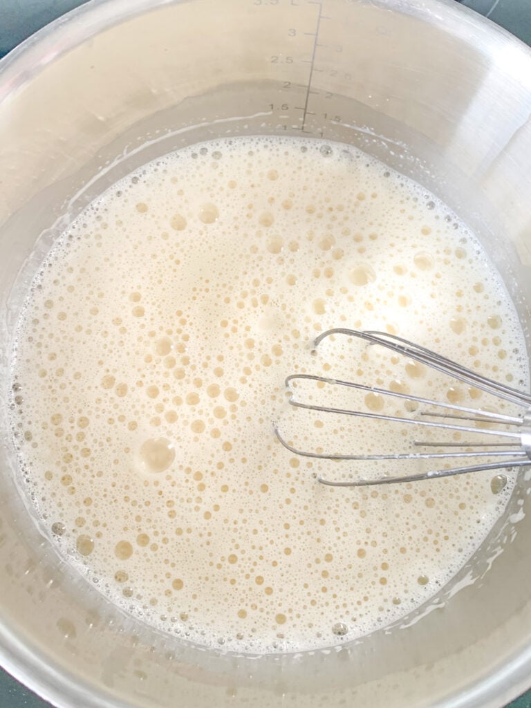 heating vanilla pudding on the stove