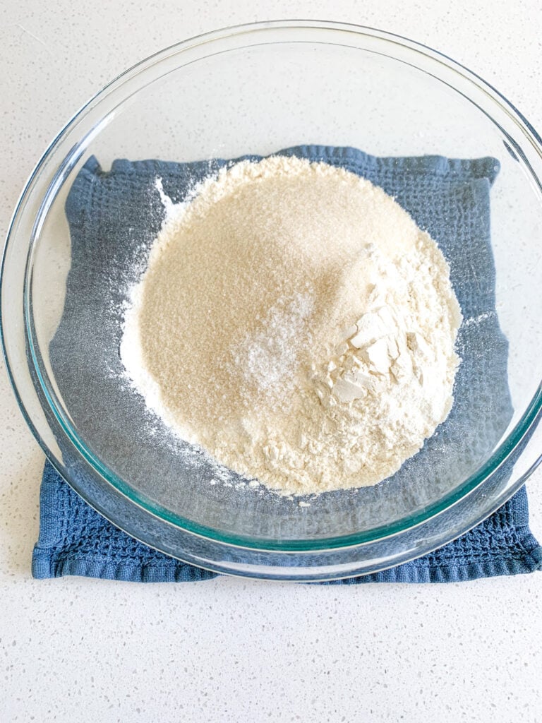 dry ingredients in mixing bowl for biscuits
