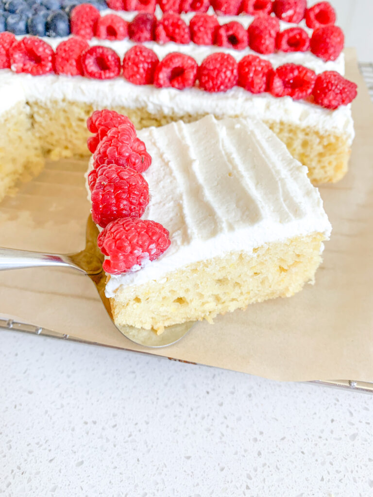 sourdough American flag cake being served