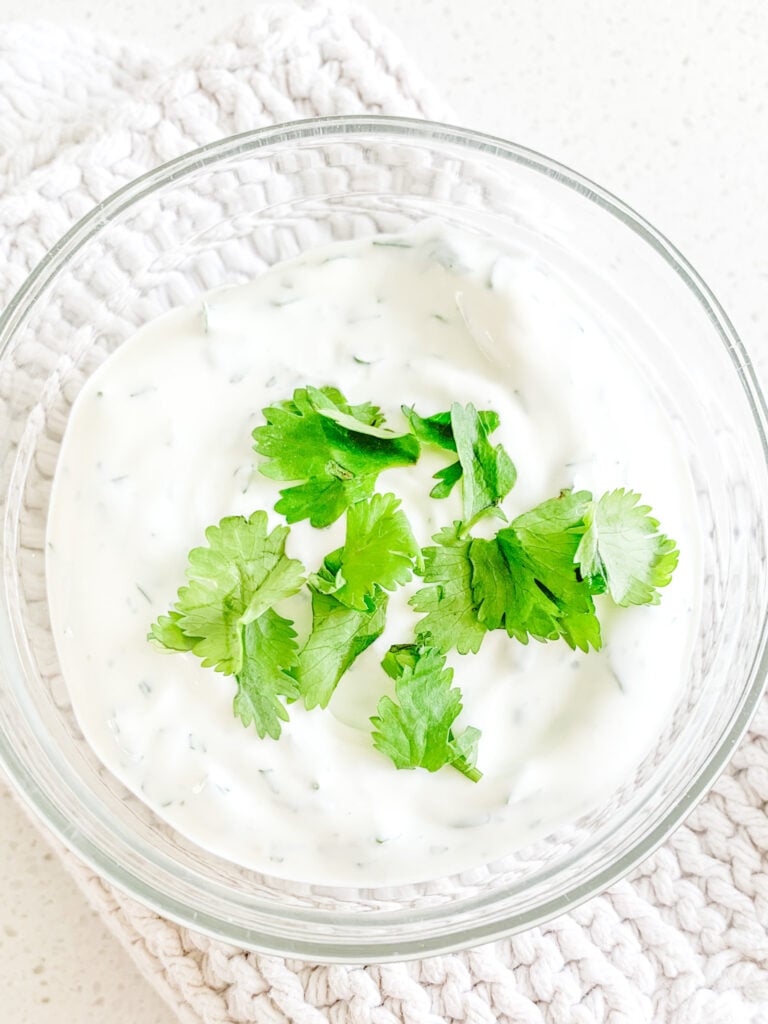 freshly made quick cilantro lime crema