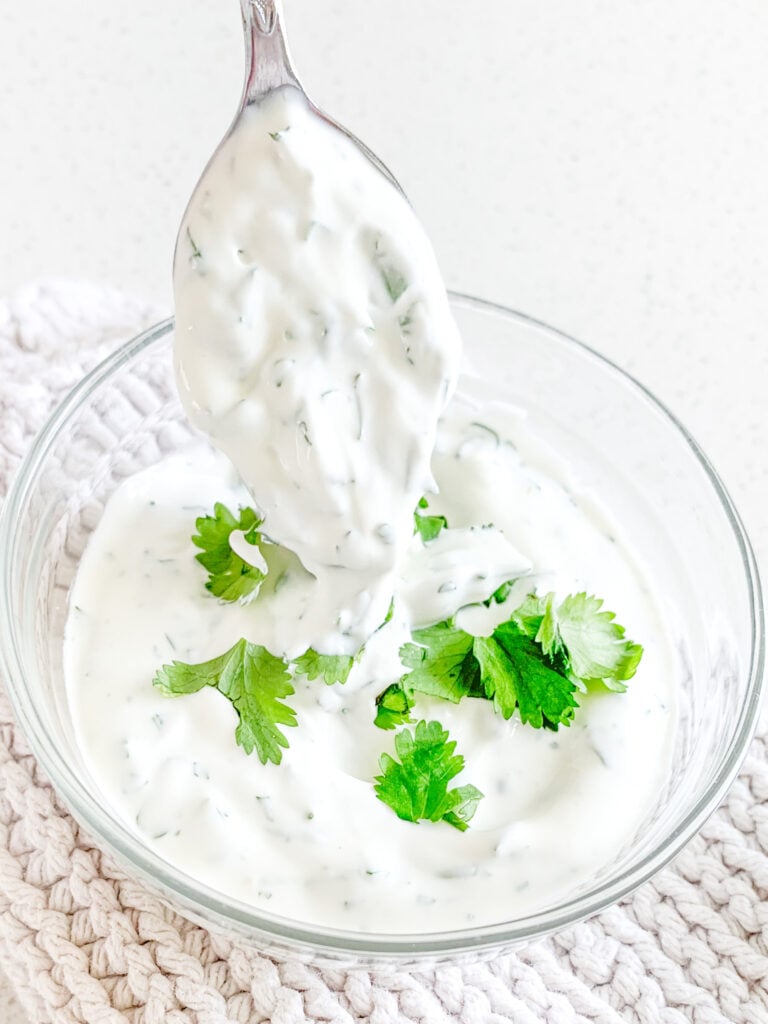 freshly made quick cilantro lime crema