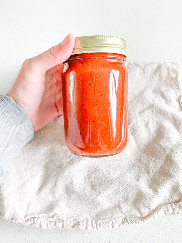 Nashville Tennessee barbecue sauce freshly made and stored in an airtight glass jar