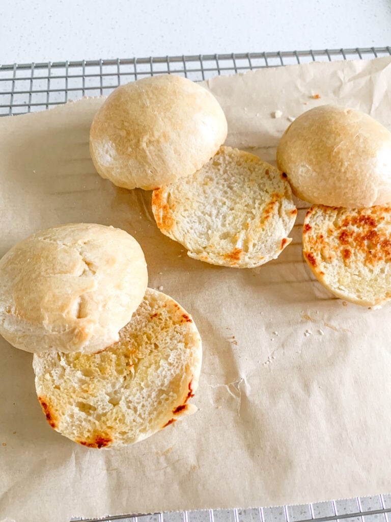 toasted buns ready for making sandwiches