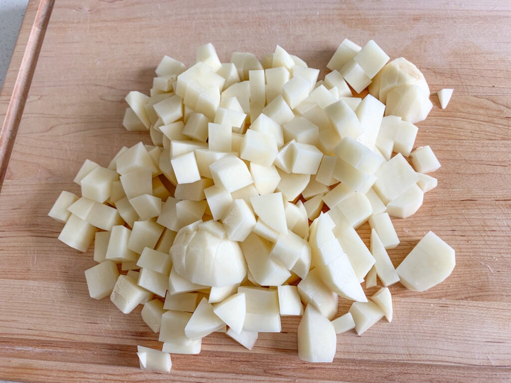 potatoes sliced into bite sized chunks