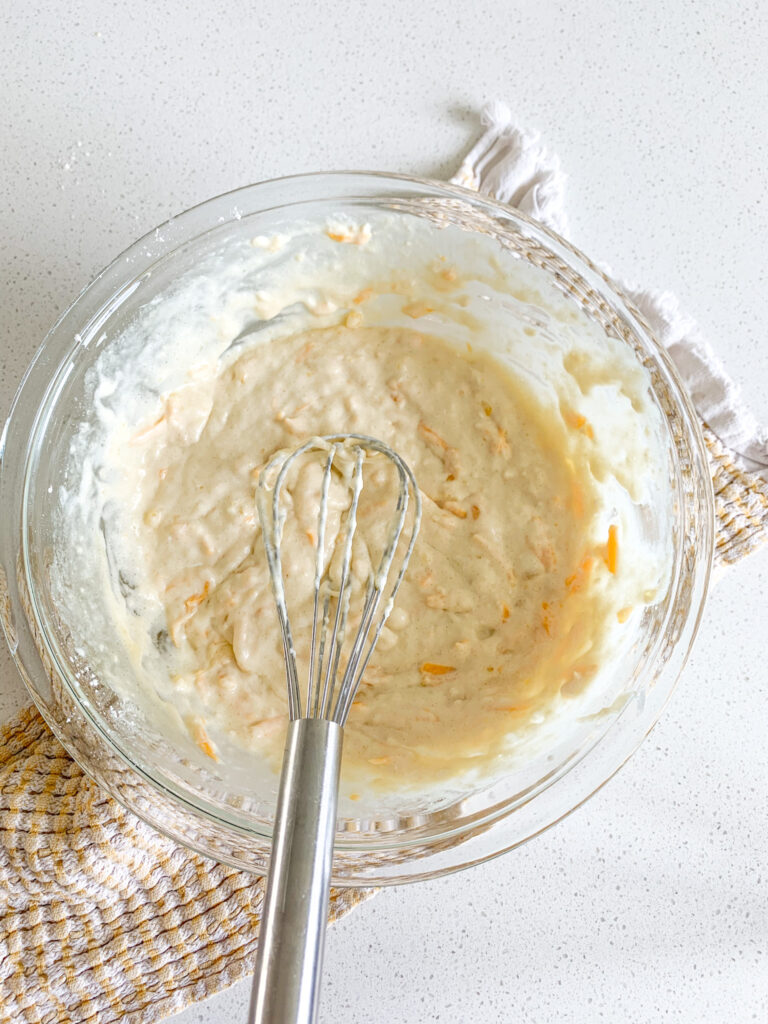 whisked cheddar cheese muffin batter