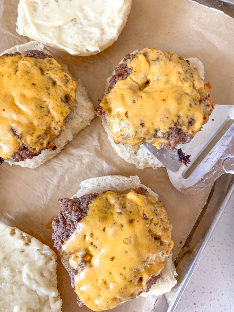 burgers added to slider buns