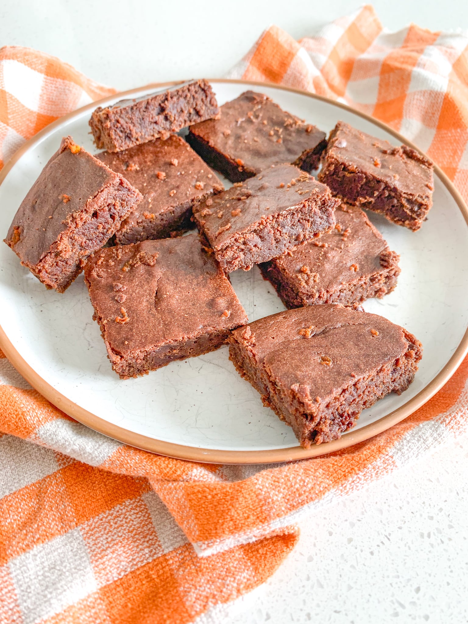 freshly baked and sliced sourdough pumpkin brownies