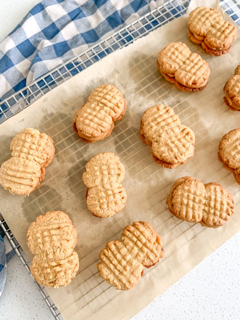 freshly baked and assembled homemade sourdough nutter butters