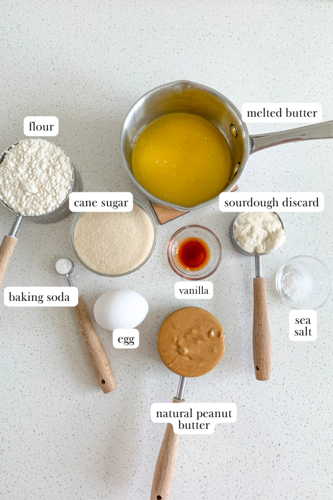 labeled ingredients for sourdough nutter butter cookies