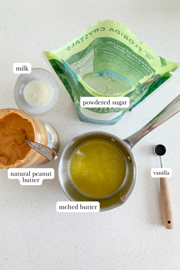 labeled ingredients for homemade nutter butter filling