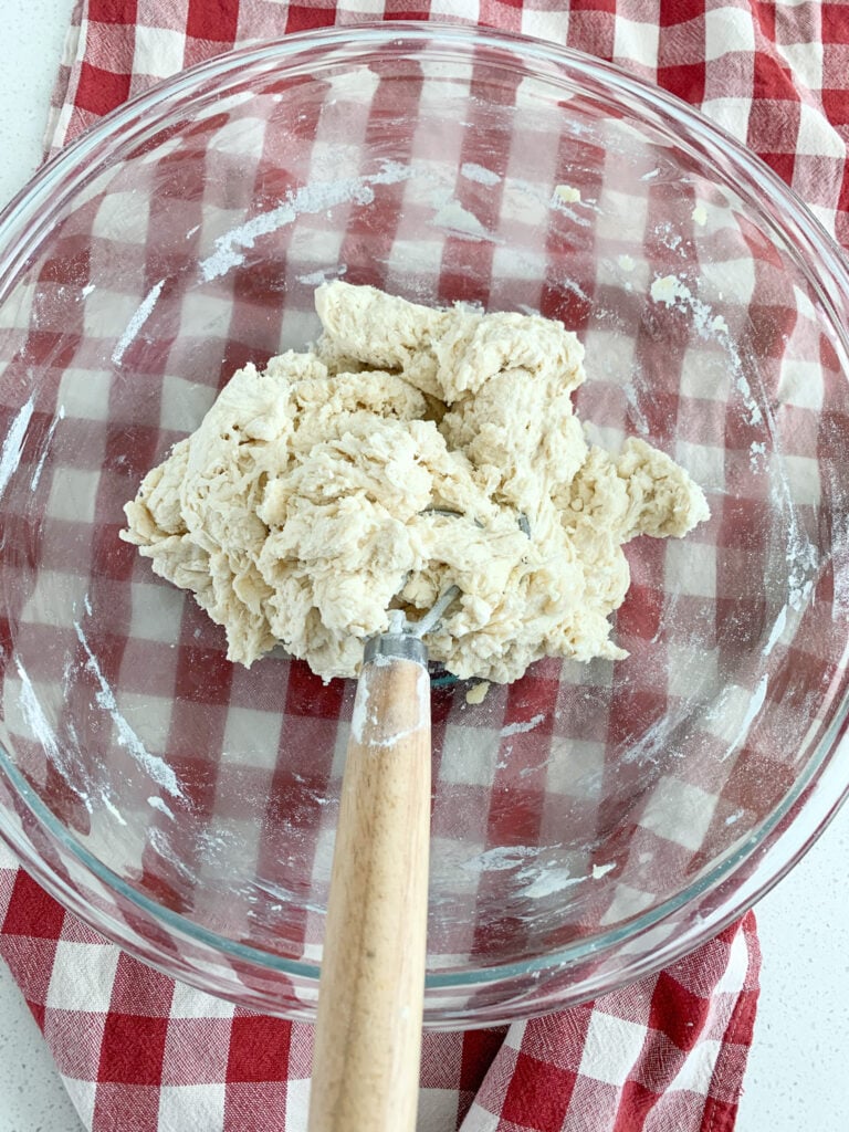 mixing sourdough breadstick dough