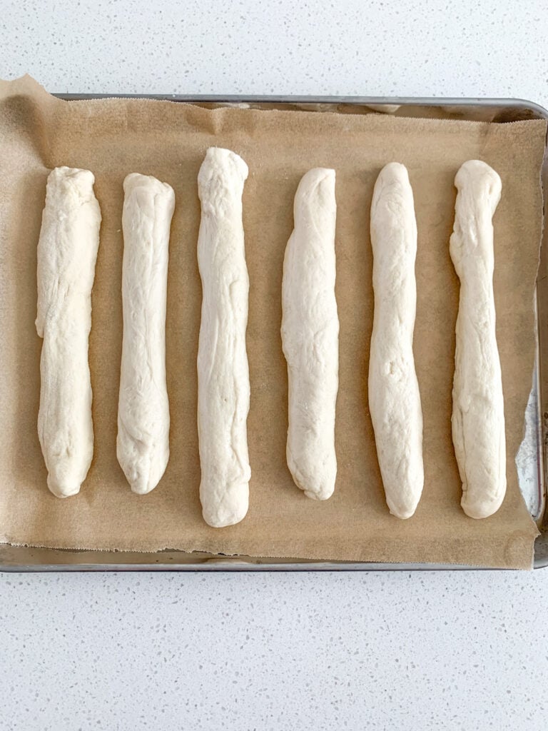 shaped breadsticks ready to rise