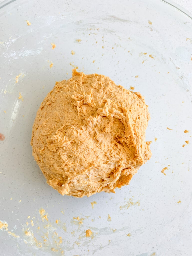 sourdough pumpkin cinnamon roll dough ready for fermenting
