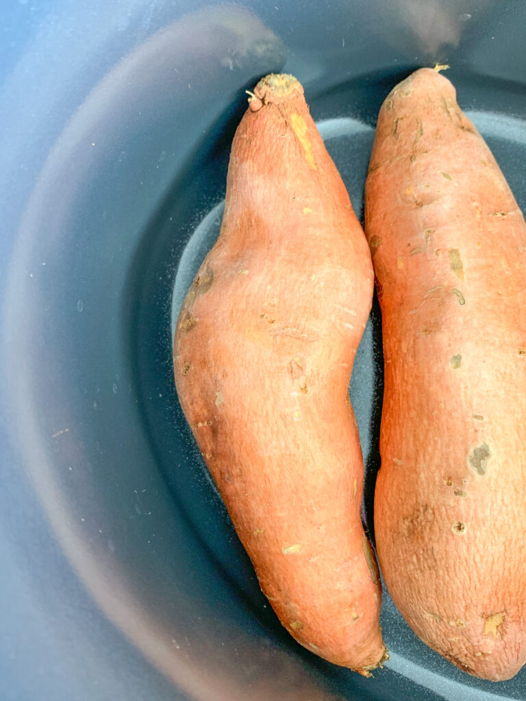 cleaned sweet potatoes in slow cooker