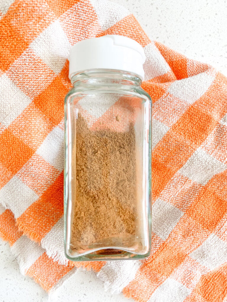 homemade pumpkin pie spice mix in a container