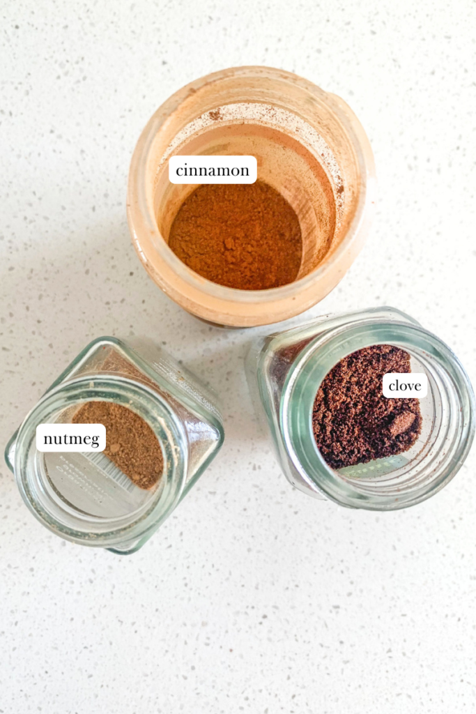 labeled ingredients for homemade pumpkin spice blend